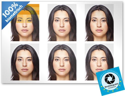 6 biometrische Passbilder mit Berufsfotografen Gütesiegel
